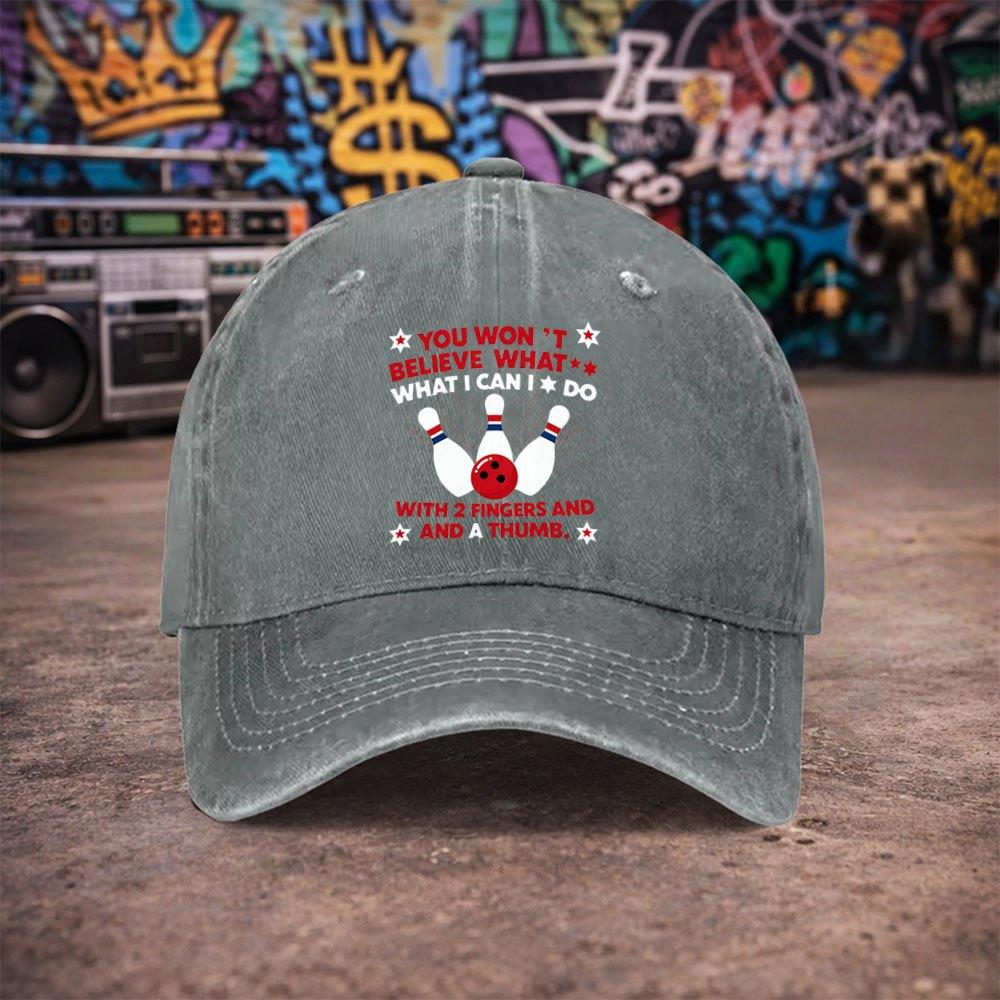 pc Unisex Bowling Sports Themed Vintage Washed Baseball Cap Unisexs Trendy Hat Versatile Duckbill Cap Fun Print A Unique