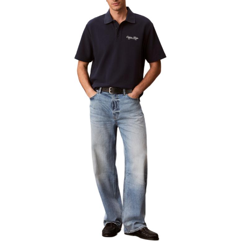 Calvin Klein Embroidered Logo Short Sleeve Button Polo Shirt Men tops 4RG244GCEF