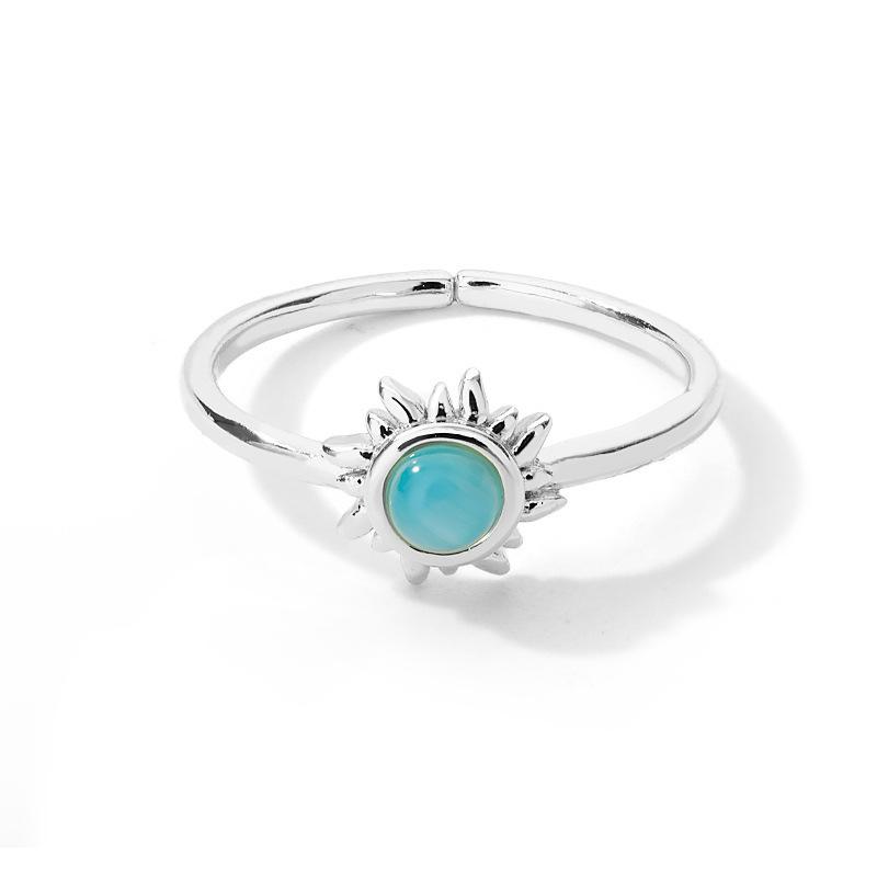 European and American fashion accessories, personalized retro trend, sunflower opening adjustable ring