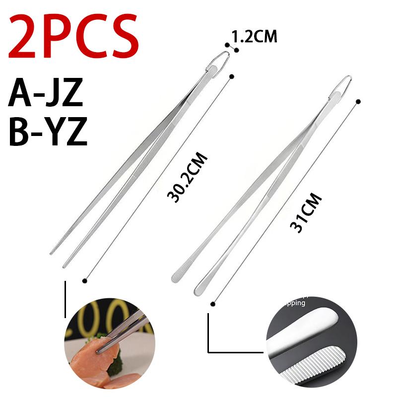 1pcs 12 Inch Stainless Steel Cooking Tweezers Kitchen Tongs BBQ Tool Tweezers for Cooking Kitchen Accessories CFQJ007