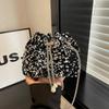 Fashion personalized sequined bucket bag women's new foreign style Korean version shoulder bag crossbody dinner bag tide fold