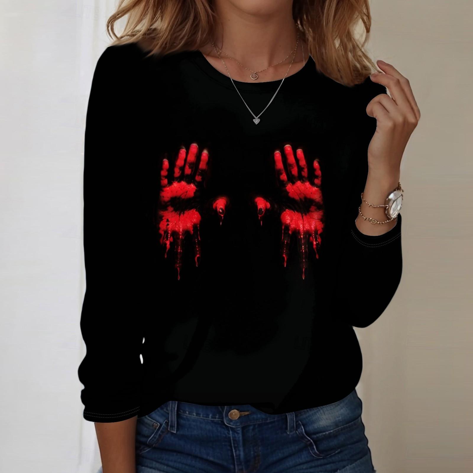 

Рубашки с длинным рукавом для женщин, милые футболки с графическим принтом, блузки, повседневные базовые топы больших размеров, пуловеры XXL