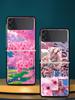 Korean Flower Hard PC Phone Case For Samsung Galaxy Z Flip 7 6 5 4 Black Cover For Galaxy Z Flip 3 Foldable Fundas Shell Capas