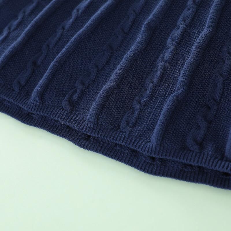 Mengte Jiao Girls' 2026 Summer Cable Knit Polo Dress