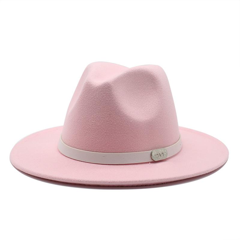 Top Hat British Classic Jazz Hat Wool Hat Big Eave Hat Versatile Flat Edge Hat Felt Hat