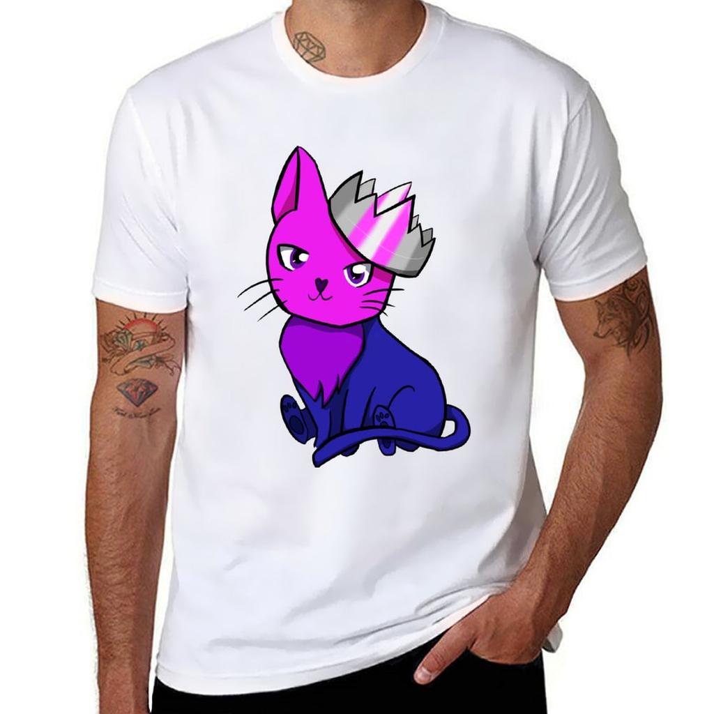 Bisexual Demigirl Pride Cat Tshirt Casual Daily Outfit Tshirt