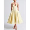 Sexy Elegant V Neck Halter High Waist A Line Long Evening Party Dress