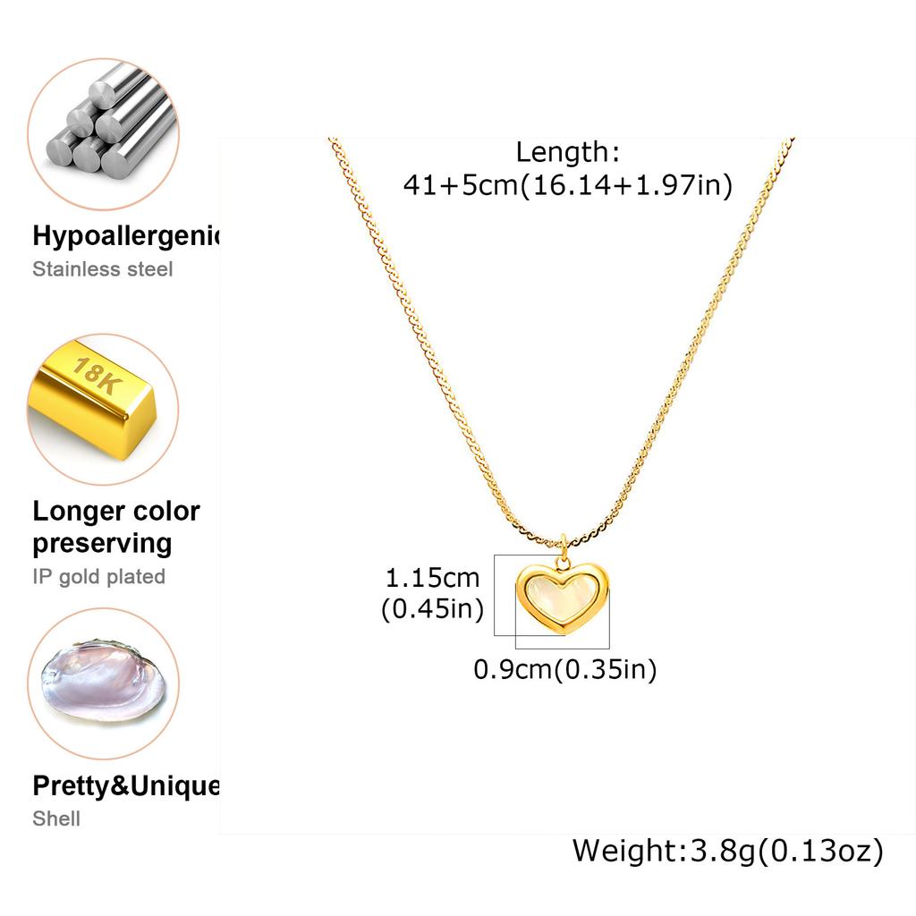 Vnox Diverse Heart Pendant Necklace For Women Girls, Stainless Steel Shell CZ Crystal Charm Choker, Fashion Jewelry Party Gifts