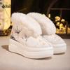 Women's Winter Warm Snow Boots Chunky Platform Ankle Booties With Faux Fur Lined Comfortable Embroidered Non-Slip Walking Short Boots Shoes for Women