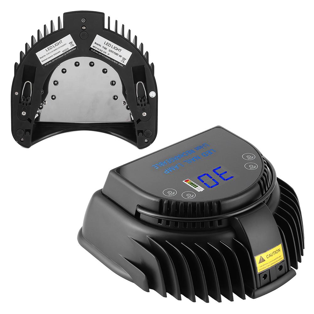 64W Black Rechargeable Nail Phototherapy Light LED Auto Induction Nail Dryer 100?240VUS Plug