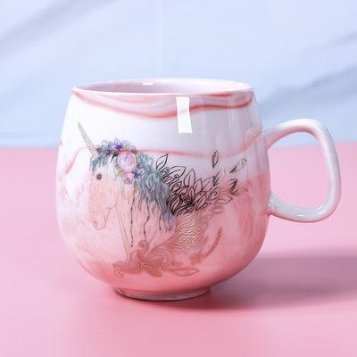 New Flamingo Marble Couple Ceramic Cup Opening Ceremony Cup Single Cup Student Mug