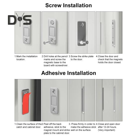 6/10/15Pcs Invisible Cabinet Door Magnet with Screw Ultra-Thin Stainless Steel No Drilling Adhesive Magnetic Drawer Closet Sliding Door Catch Latch