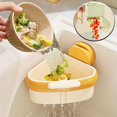 Saugnapf Spülbecken Siebkorb Dreieck Kreativer Küchenmüllfilter 2 in 1 Multifunktionaler Speisereste-Separator
