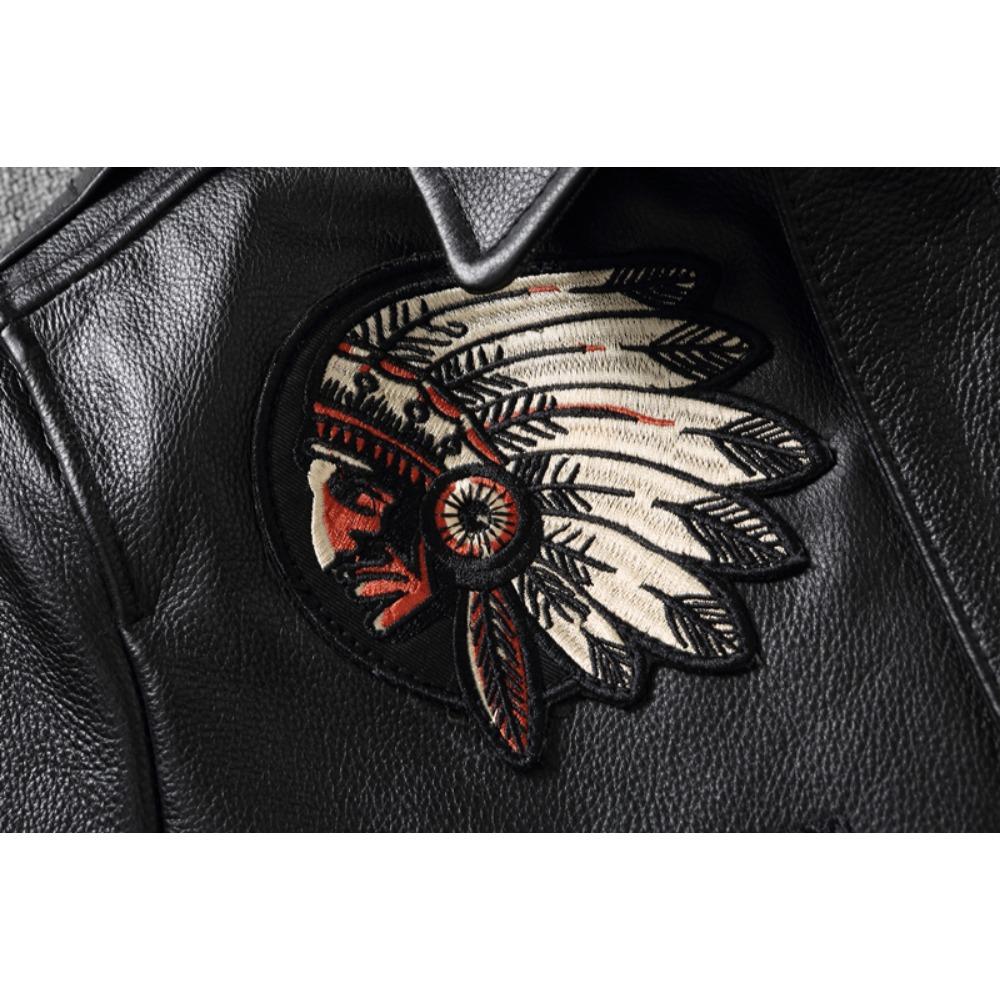 Chinese Size Indian Embroidery Coat Genuine Cowhide Casual Leather Jackets for Men Leather Jacket Spring Autumn