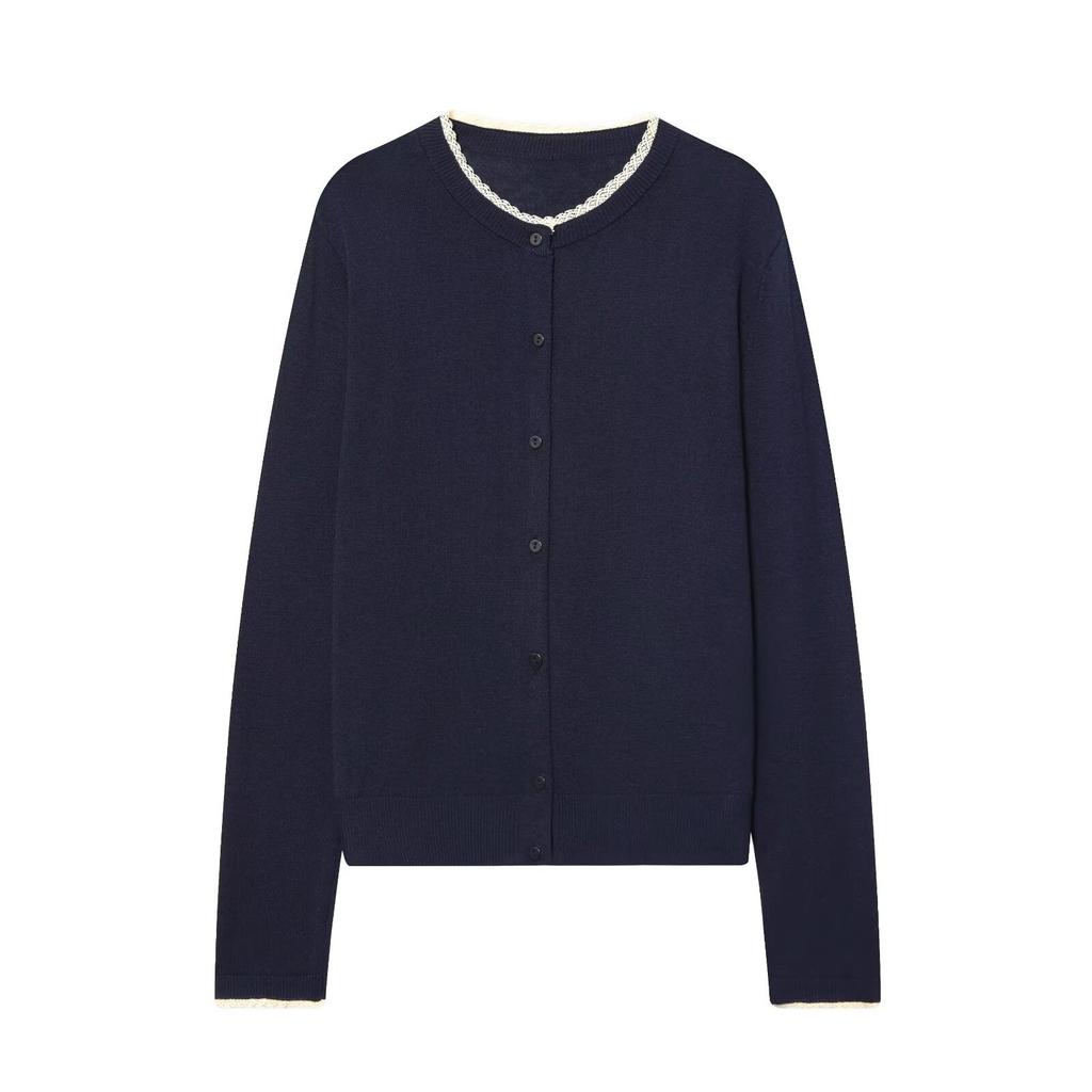 European and American Style, New Women's Clothing, Foreign Style, Fashionable Lace Trim Layer Knitted Jacket 3920760