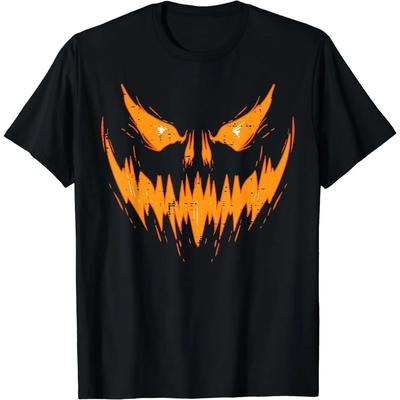 Scary Spooky Jack O Lantern Face Pumpkin Halloween Men Boys T-Shirt for Men Women Anime Clothes  Daily Four Seasons