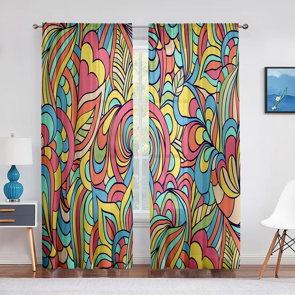 Purple Paisley Based on Traditional Eastern Pastel Design Tulle Curtain for Living Room Bedroom Decor Sheer Voile Window Curtain