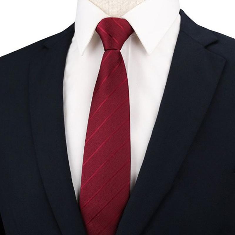 Elegant 8CM Lazy Ties Blue Black Red Striped Men Shirt Business Dress Zipper Tie Neckties Accessories Wedding Groom