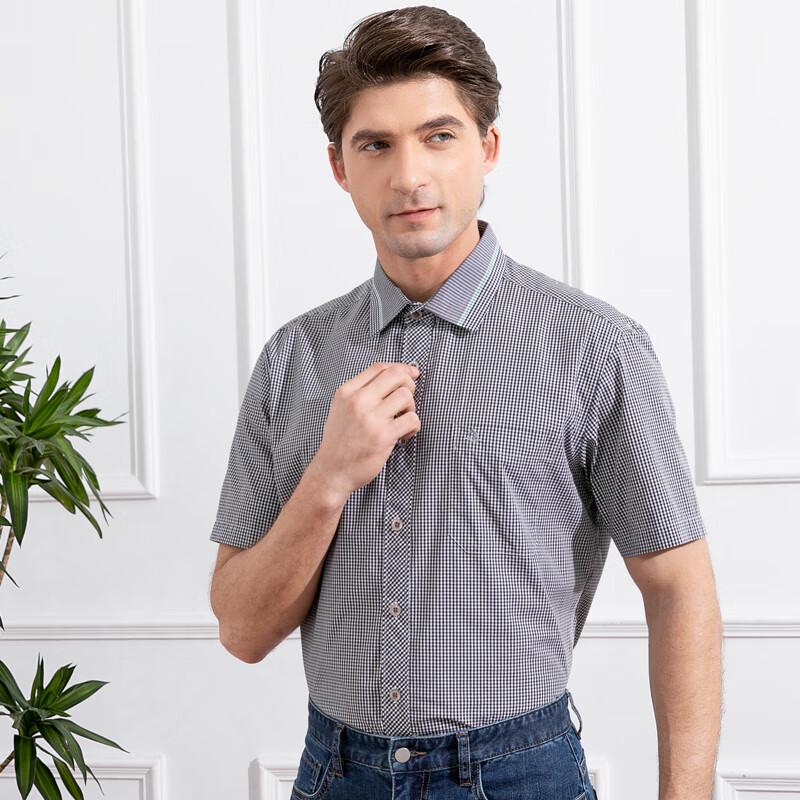 Мужская классическая клетчатая рубашка с коротким рукавом Yasun в стиле business casual S