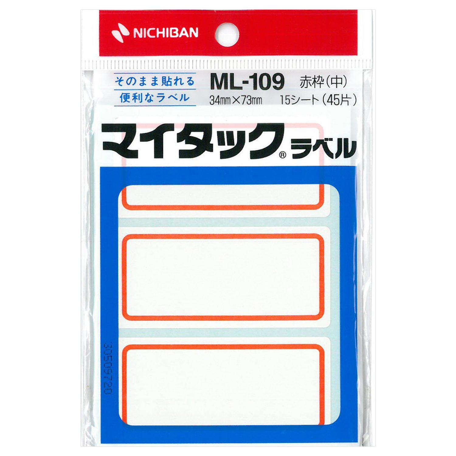 

Nichiban MyTac Label 34 x Red Paper, 10-pack, 73mm, ML109-10P,