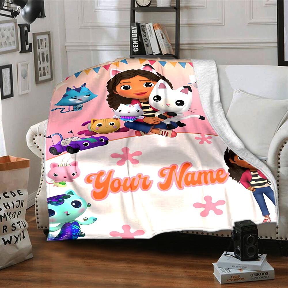 Coperta Personalizzata con Nome Personalità Gabby's Dollhouse Morbida e Calda per Divano, Ufficio, Letto, Viaggio, Pausa Pranzo, Regalo Adatto a Tutte le Stagioni
