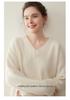 Women's V-Neck Cashmere Blend Pullover: Cozy Cable Knit Sweater for Autumn/Winter