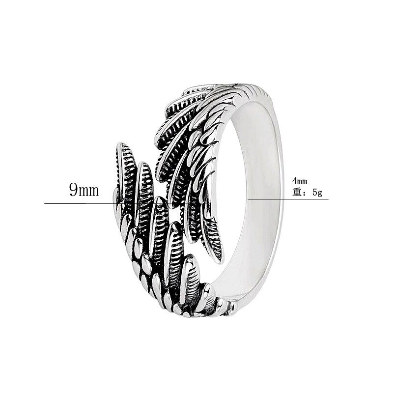Vintage Angel Devil Wing Open Adjustable Ring Retro Feather Finger Ring for Men Women Couple Fashion Jewelry Gift