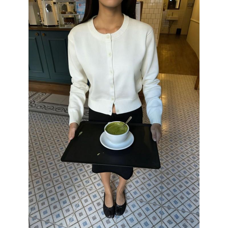 2026 Soft Elegant Short Knit Cardigan Women Long Sleeve Sweater