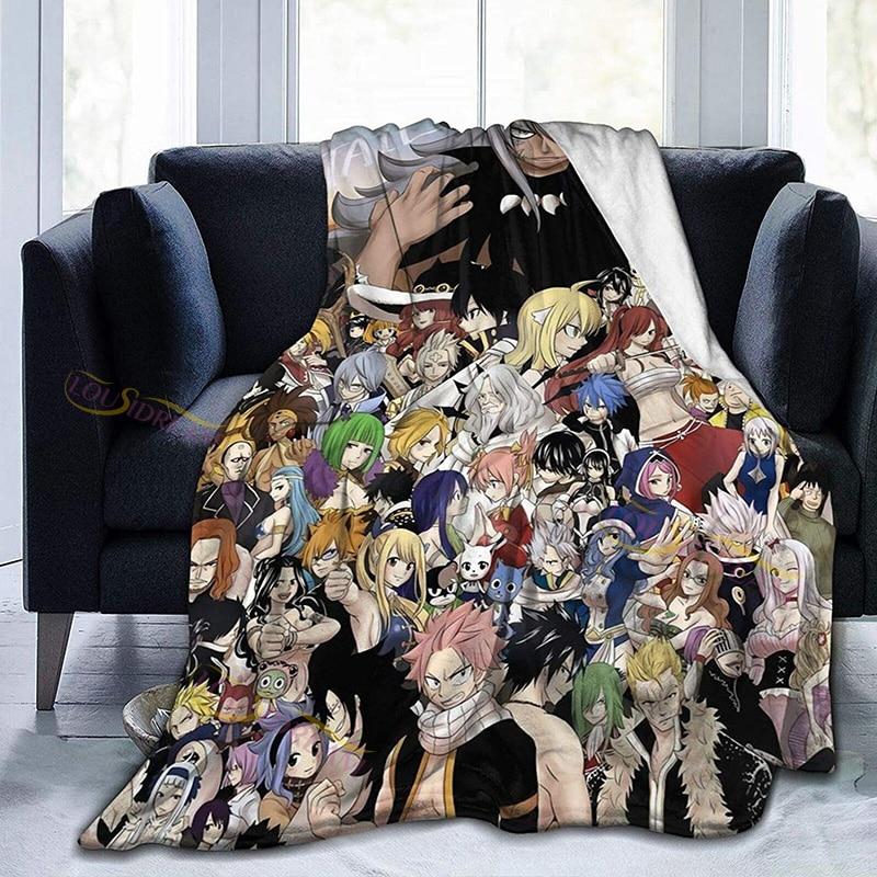 Fairy Tail Home Fleece Throw Blanket Coral Plush Travel Blankets Bedspreads Sofa Cover Bedroom Decor for Couch Dorm Room Blanket