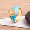 Nidin Charming Zircon Grid Stripe Oil Dripping Creative Retro Ring 7 Colors Open Adjustable Popular Jewelry Party Holiday Gift