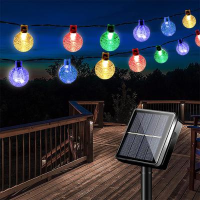 6M Lampe Solaire Boule De Cristal LED Guirlandes Lumineuse Flash Étanche Fée Lumière Jardin Extérieur Décoration De Mariage De Noël