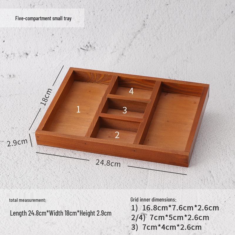 Retro Wooden Multi-Grid Desktop Storage Box and Display Tray