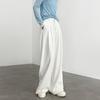 Women's White High-Waist Drape Straight Slim Tailored Wide-Leg Trousers | Spring-Autumn Premium Casual Non-Sheer Suit Pants