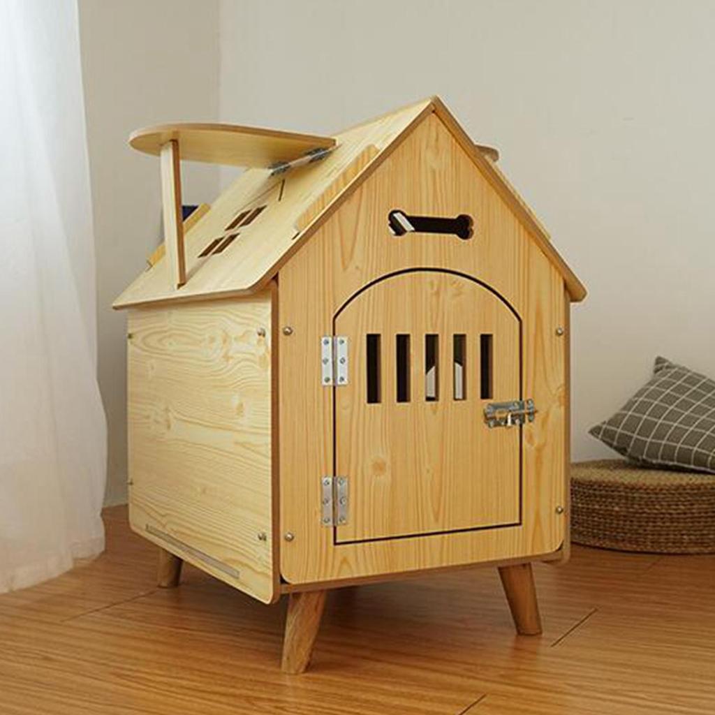 Wooden Pet House Breathable Dog Crate for Cat Puppy Small Medium Dogs