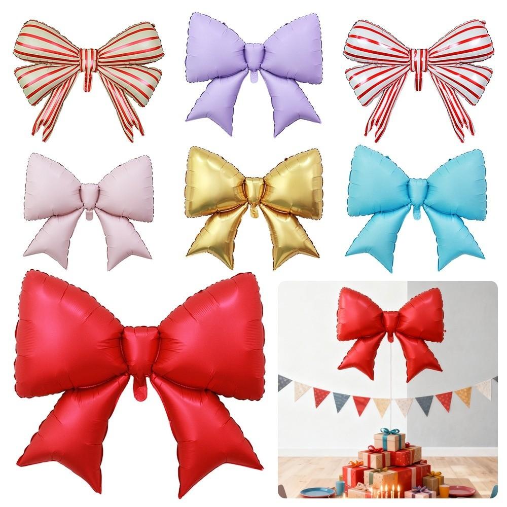 Cute Multi-purpose Bow Balloon Large Size Ins Style Foil Balloon Lightweight Striped Balloon Anniversary Event