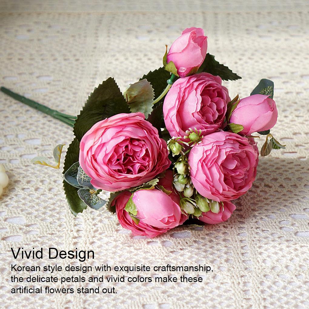 Bouquet di Fiori di Seta di Rosa Artificiale Rose Finte Fiori Real Touch per Festa Matrimonio Hotel Composizioni Ornamenti