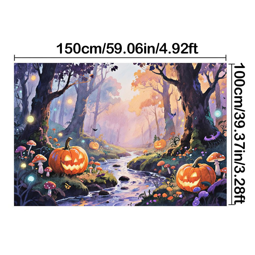 

Сказочный Мультяшный Стиль Элементы Тыквенного Фонаря-Гобелен-Фон на Хэллоуин для Вечеринки, Фотобудки, Праздничного Декора 150*100cm/59*39in/5*3ft