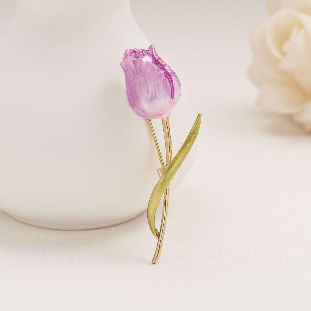 Exquisite Japanese Purple Tulip Brooch for Elegant Hanfu Suits & Accessories