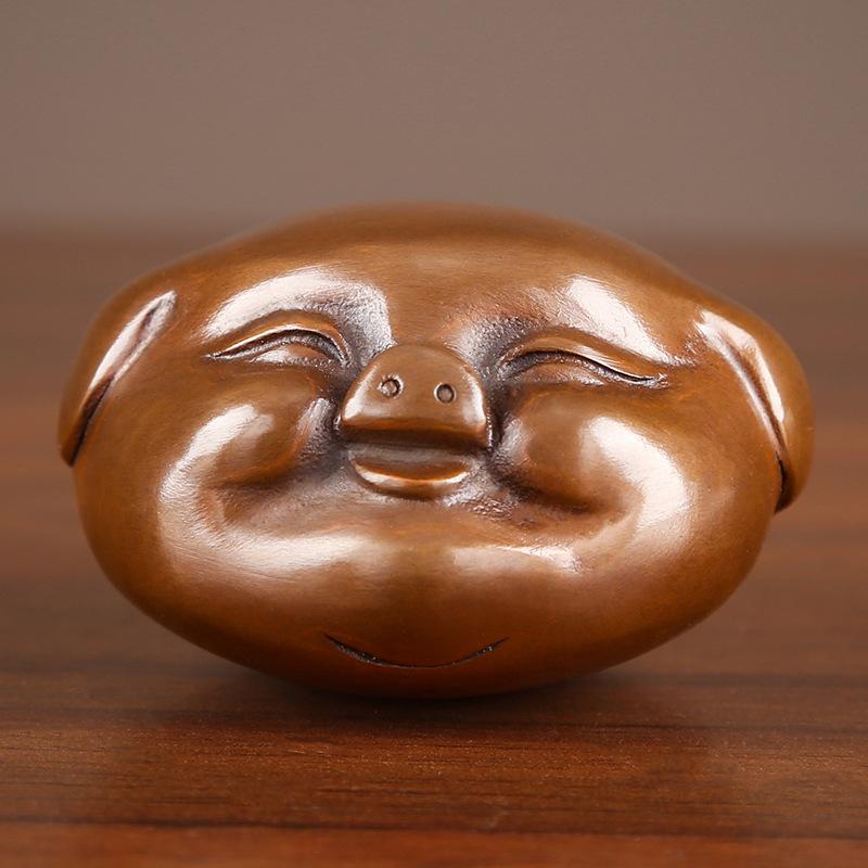 Mini Home Decor Cute Fortune Ornament Creative Zodiac Pig Copper Decoration Small Plaything