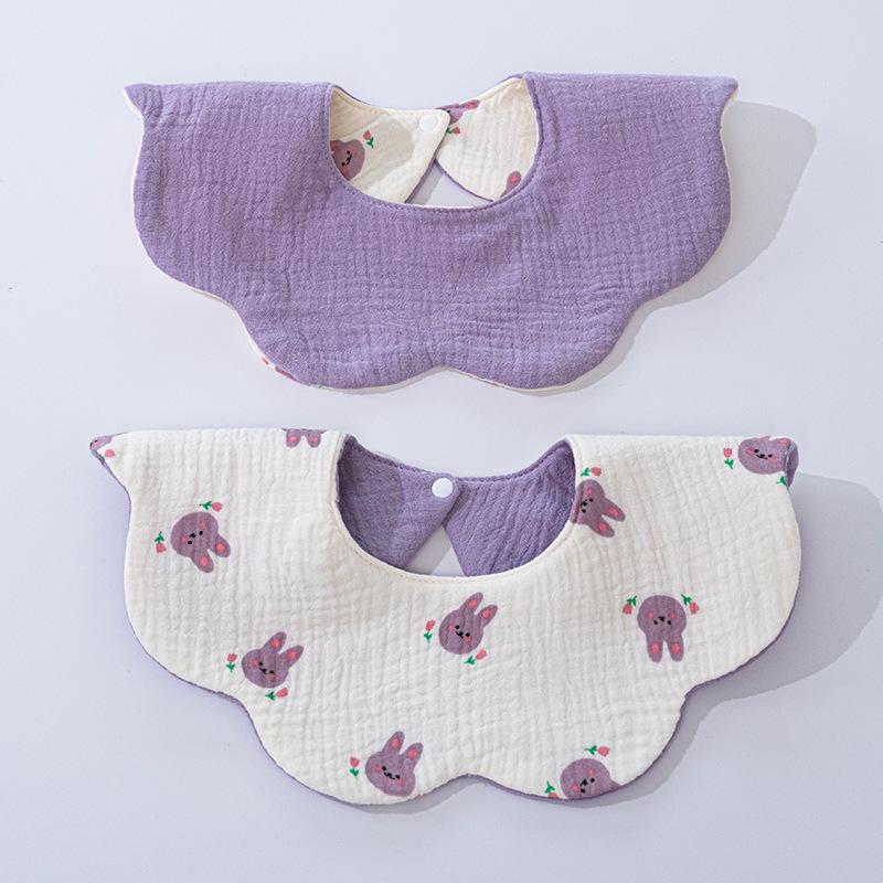 Double-Sided Waterproof Cotton Baby Bib - 360° Rotating, Breathable Gauze Saliva Towel