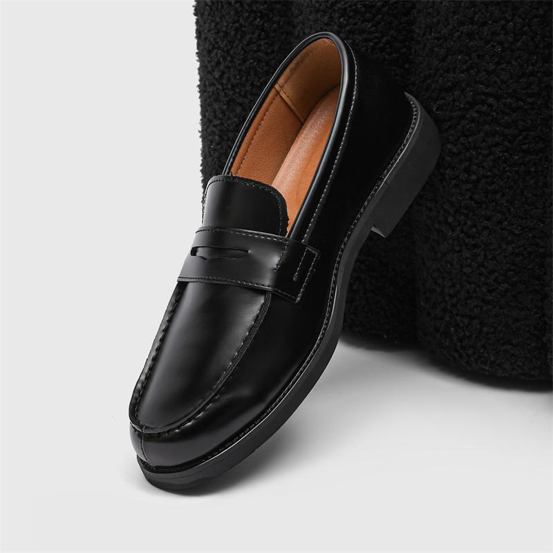 Outdoor Men's Classic Black Leather Loafers Comfortable Soft-Soled Business Office Shoe Fashionable Non-Slip Wedding Dress Shoes