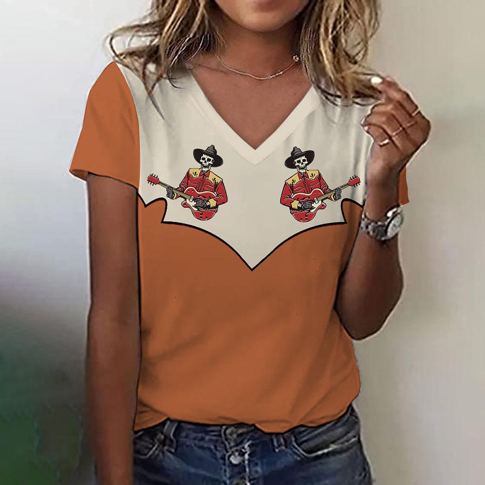 Designové tričko s výstřihem do V, barevně blokující trička s krátkým rukávem, módní pouliční oblečení pro ženy, letní volné topy, svetry