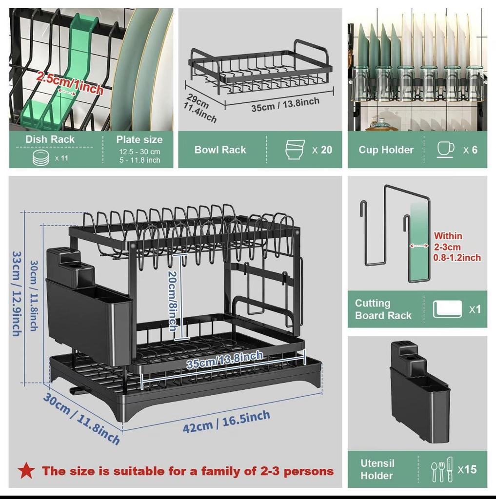 Cross-border Kitchen Dish Rack Set: Bowl, Plate, Knife & Chopstick Holder with Cutting Board Rack & Drip Tray