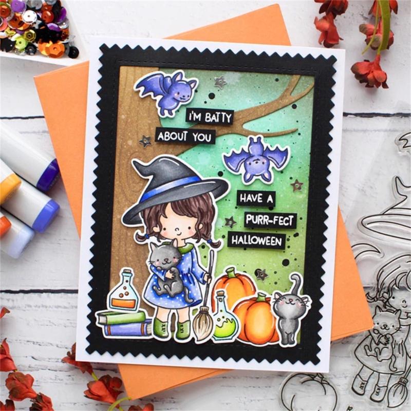 Halloween Embossing Die Cuts Clear Silicone Stamper for Card Making DIY Scrapbooking Craft, Embossing Cutting Dies Stamp