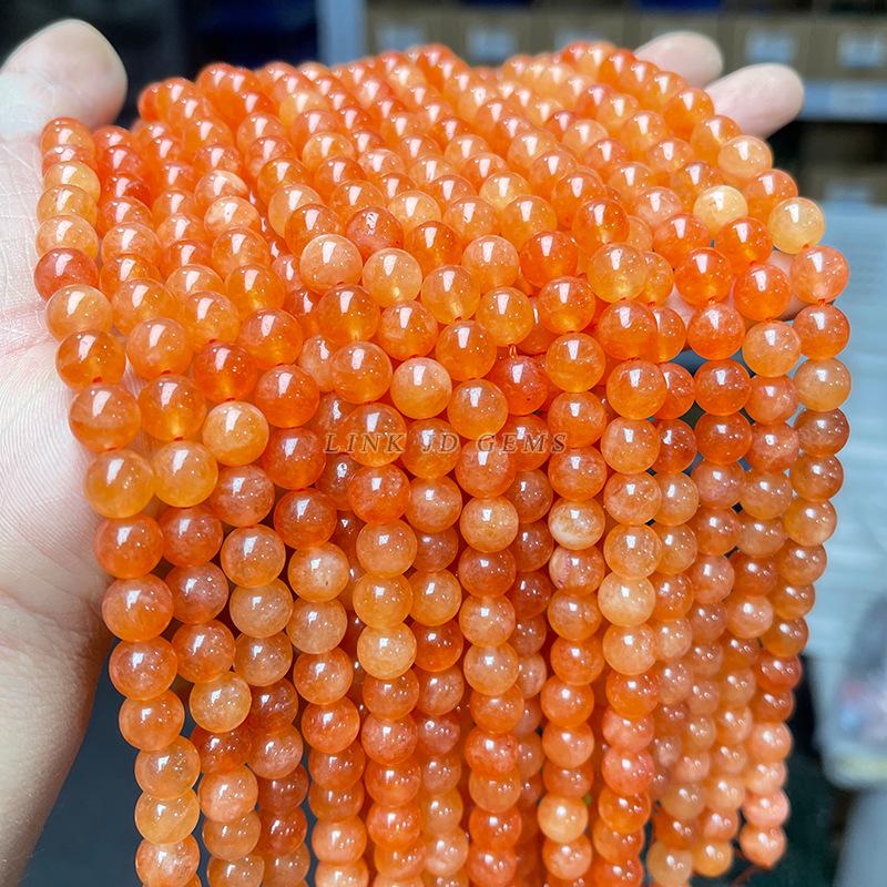 Jinde Jewelry Orange Chalcedony & Imitation Red Aventurine Round Beads for DIY Bracelets