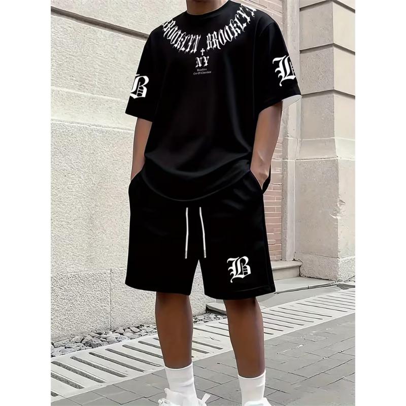 Casual Men's Short-sleeved And Short-shorts Sets, Urban Street Fashion Versatile Men's Tops And Shorts