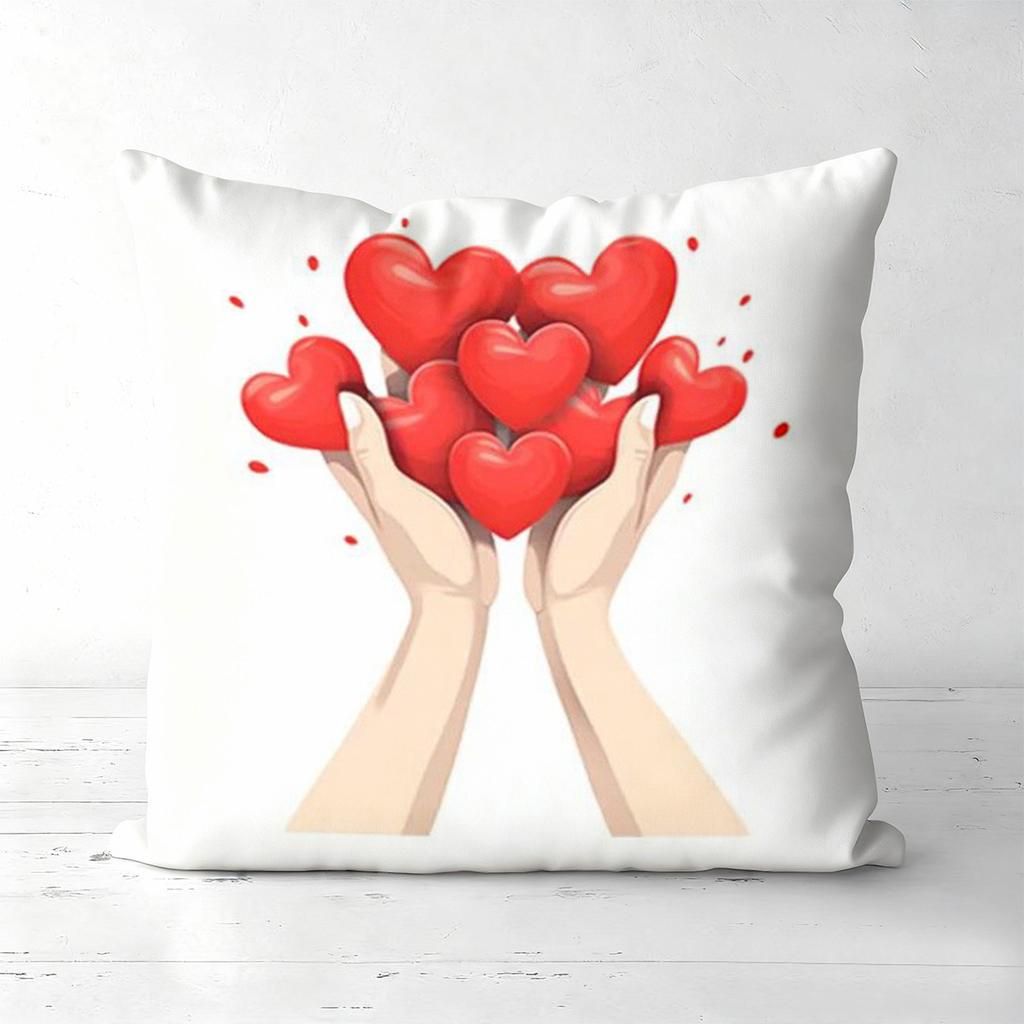 Valentine Heart Themed Cushion Covers For Home Decor Polyester pillowcase, sofa decorative cushion cov Headboard Pillow