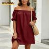 Women's Fashion Summer Spring Solid Color Print Short Sleeve Casual Dresses