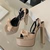 Fashion Eilyken Summer Butterfly-knot Square Toe Platform Woman Sandals Street Style High Heels Buckle Strap Banquet Shoes