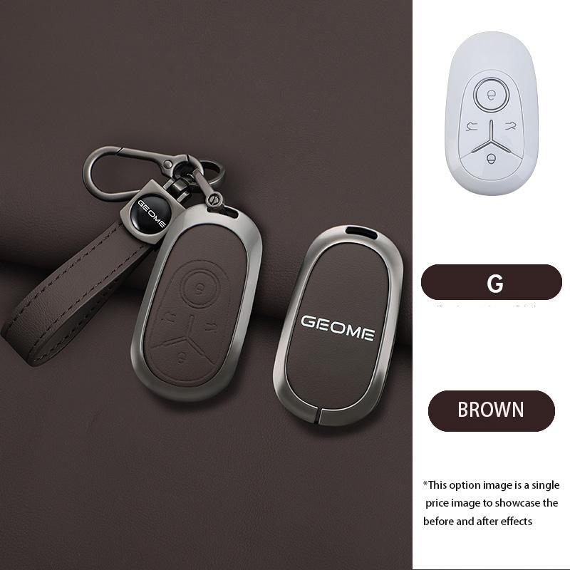 

Zinc Alloy Leather Car Key Case Cover Shell Fob for 2025 Geely GEOME Galaxy Light Star Wishes 2025 Exploration Youth Version